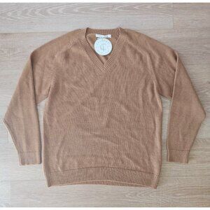 Criquet 100% Baby Alpaca Brown Taupe V-Neck Knit Pullover Mens Sweater XXL 2X